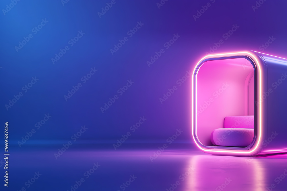 Modern illuminated room with neon lights, creating a futuristic and stylish atmosphere perfect for creative projects. Modern illuminated room with neon lights, creating a futuristic and stylish atmosphere perfect for creative projects.