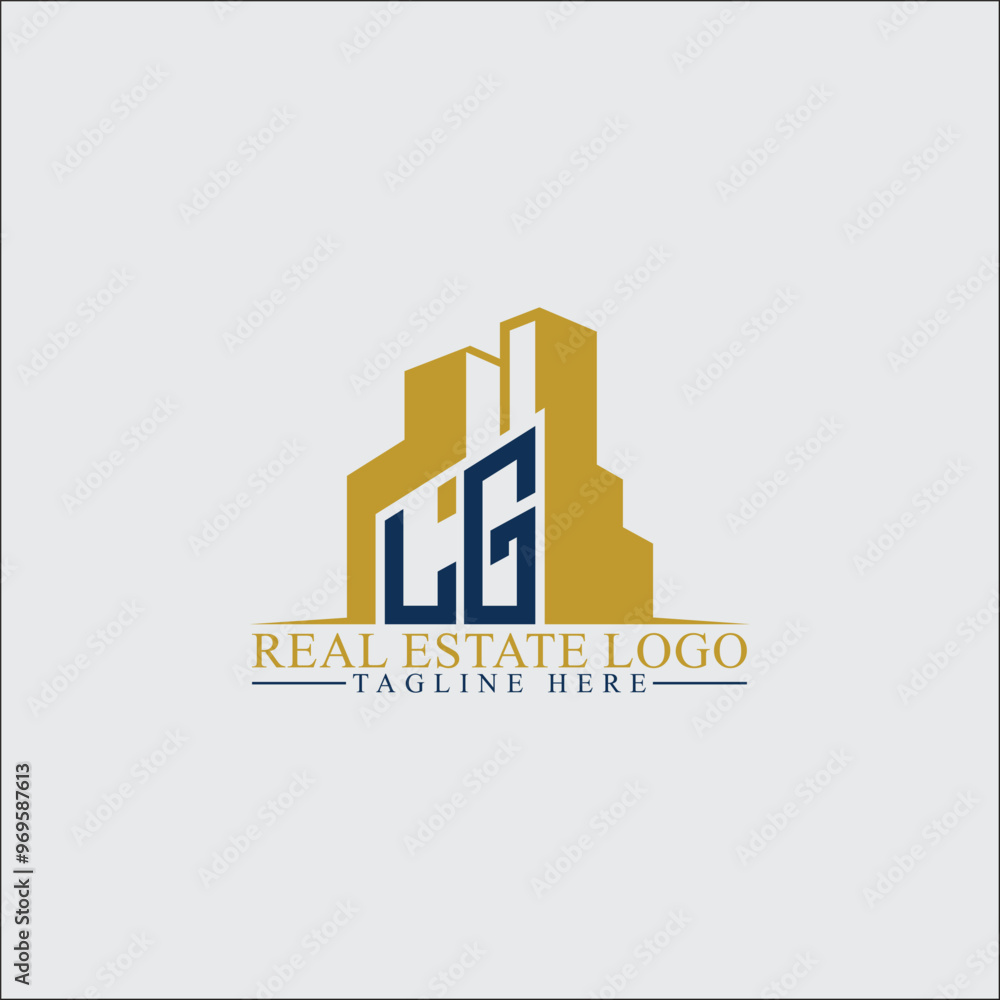 Modern LG Real Estate Logo Design with Building Silhouettes Modern LG Real Estate Logo Design with Building Silhouettes