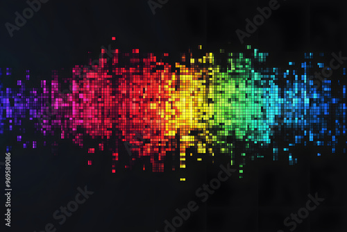 abstract pixel path on a black background. pixel multicolored wave. mosaic. pixel background photo