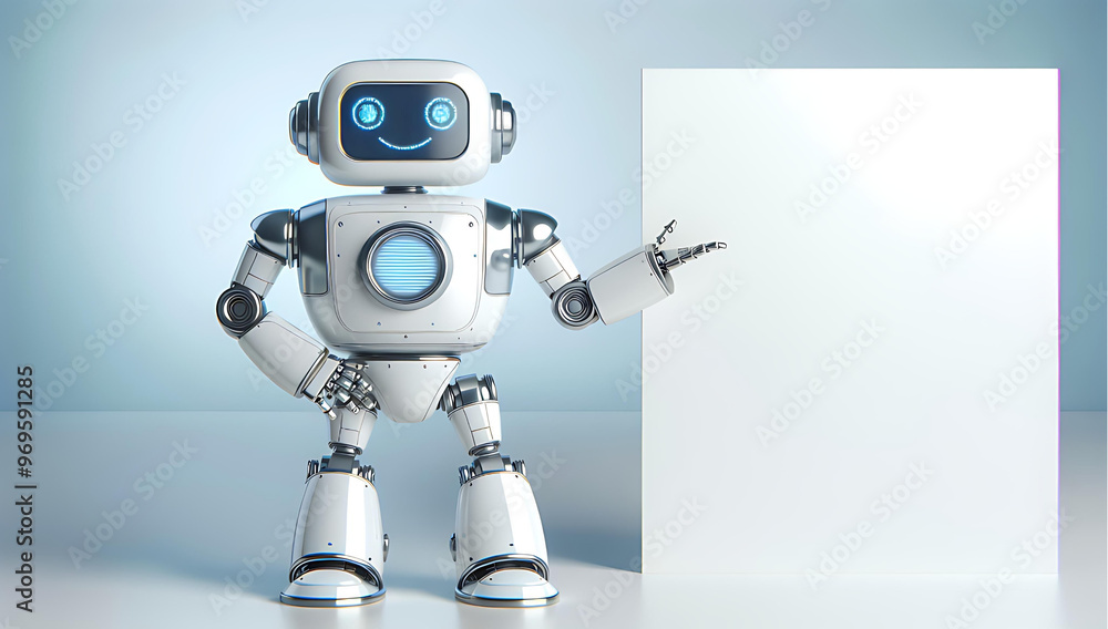 robot pointing at a space robot pointing at a space