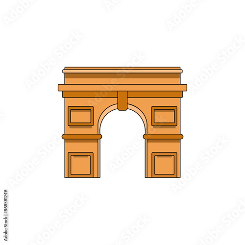 Arch of triumph.Ancient monument building in Paris France.Triumphal arc.Vector,transperetnt design.	
