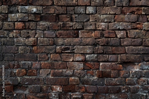 AI-generated illustration of a realistic old brick wall pattern, highlighting the intricate texture