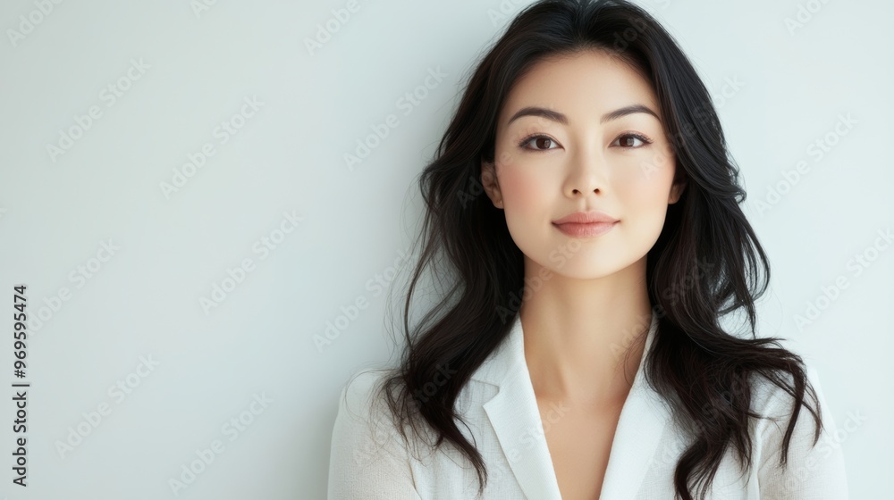 Portrait of a beautiful young Asian woman with long black hair. Portrait of a beautiful young Asian woman with long black hair.