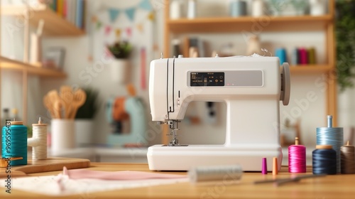 Modern Sewing Machine in a Cozy Creative Space