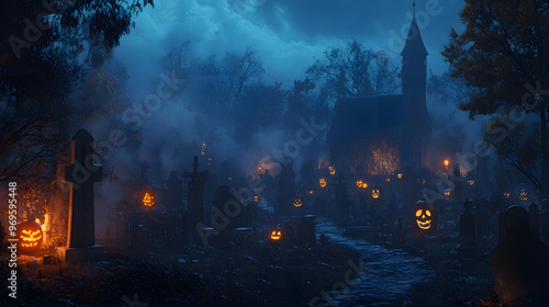 Cemetery on Halloween