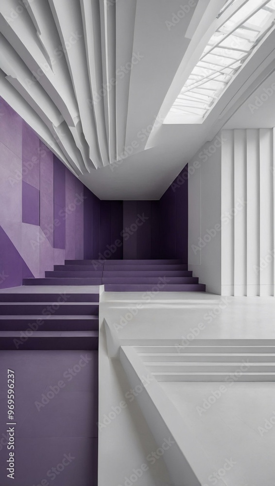 Purple geometric design on white, creating a minimalist, modern business template. Purple geometric design on white, creating a minimalist, modern business template.