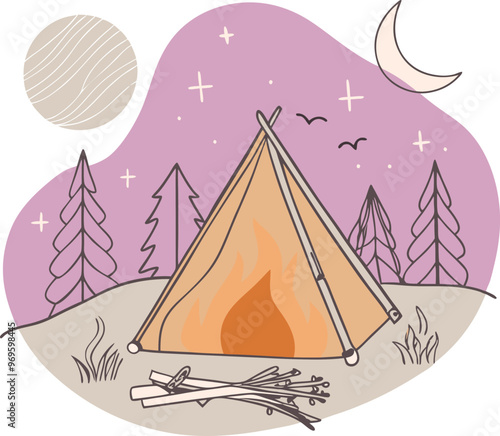 Campaning Vector, illustration, multicolored, editable, easy to use 