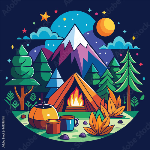 Campaning Vector, illustration, multicolored, editable, easy to use 