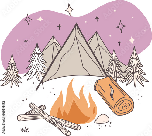 Campaning Vector, illustration, multicolored, editable, easy to use 