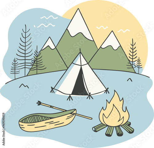 Campaning Vector, illustration, multicolored, editable, easy to use 