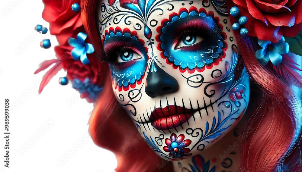Catrina, mexican face painting, dia de los muertos, no backgronud, generative ai Catrina, mexican face painting, dia de los muertos, no backgronud, generative ai