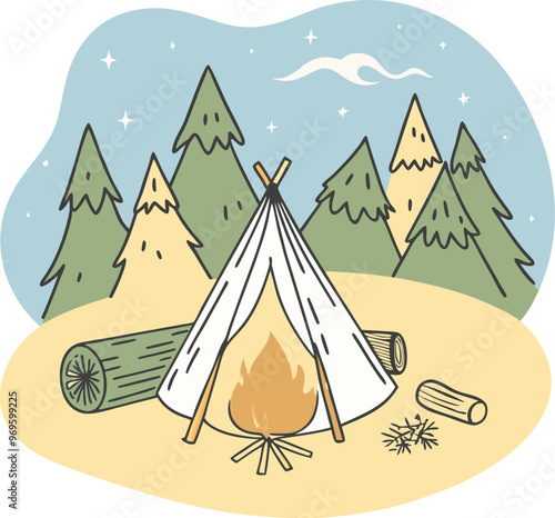 Campaning Vector, illustration, multicolored, editable, easy to use 