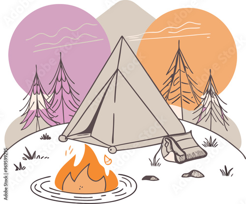 Campaning Vector, illustration, multicolored, editable, easy to use 
