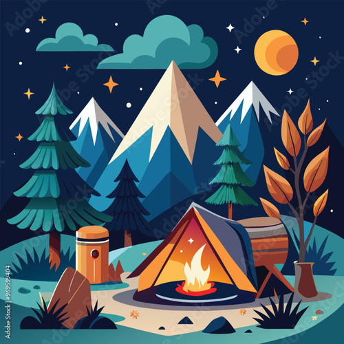 Campaning Vector, illustration, multicolored, editable, easy to use 