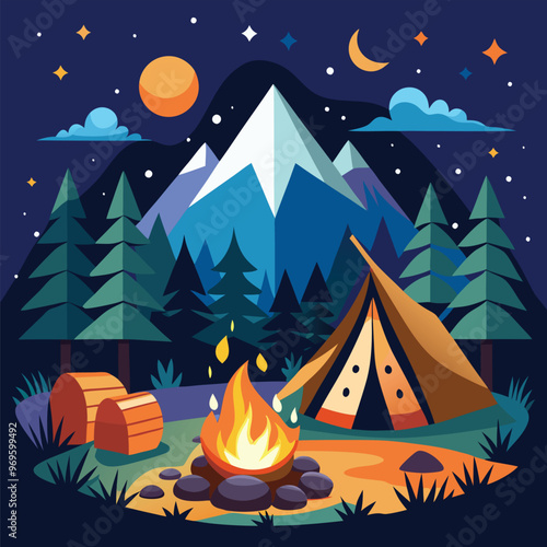 Campaning Vector, illustration, multicolored, editable, easy to use 