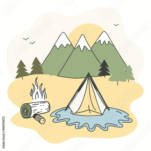 Campaning Vector, illustration, multicolored, editable, easy to use 