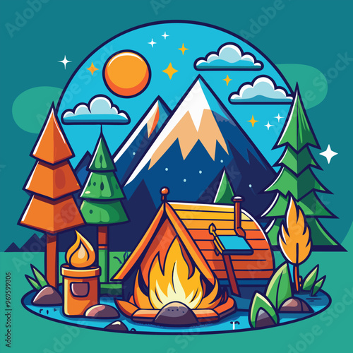 Campaning Vector, illustration, multicolored, editable, easy to use 