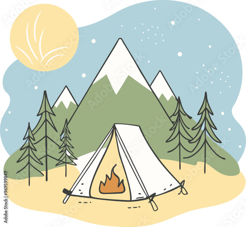 Campaning Vector, illustration, multicolored, editable, easy to use 