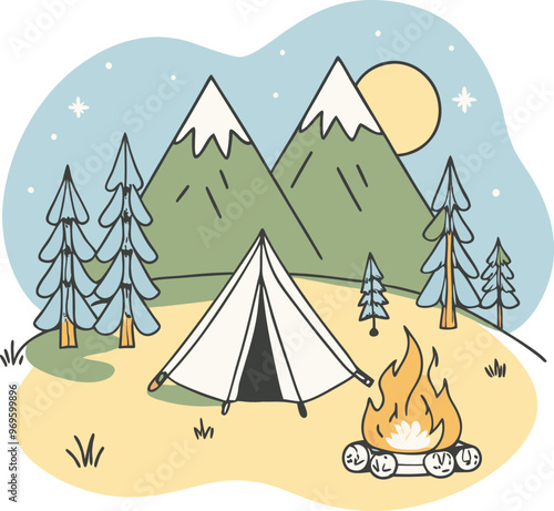 Campaning Vector, illustration, multicolored, editable, easy to use 