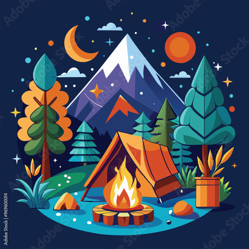 Campaning Vector, illustration, multicolored, editable, easy to use 