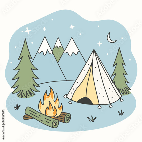 Campaning Vector, illustration, multicolored, editable, easy to use 