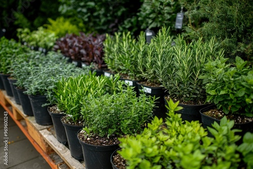 Assortment of potted green plants for sale