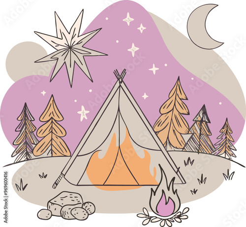Campaning Vector, illustration, multicolored, editable, easy to use 