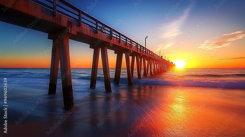 Pier at Sunset with a Golden Glow Pier at Sunset with a Golden Glow