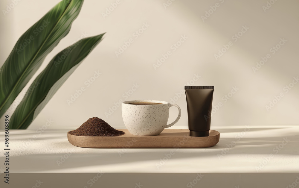 Fototapeta premium How can the image be part of a campaign that educates consumers on the benefits of coffee as a natural ingredient in both food and skincare