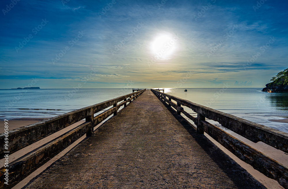 Sunrise view at the sea pier bridge Sunrise view at the sea pier bridge