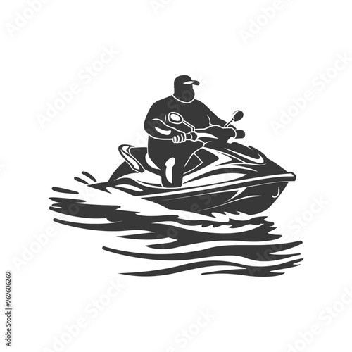 A Silhouette of a Person Riding a Jet Ski on Water