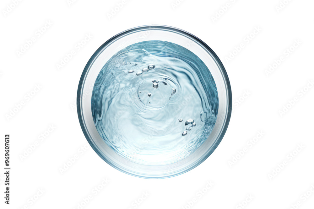 A top-down view of a water glass isolated on white background A top-down view of a water glass isolated on white background