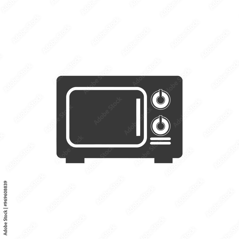 A simple black and white icon of a microwave oven A simple black and white icon of a microwave oven