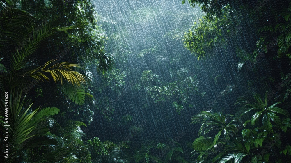 Lush Rainforest Under Heavy Rain Lush Rainforest Under Heavy Rain