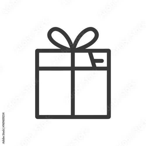 A Simple Black and White Outline of a Gift Box