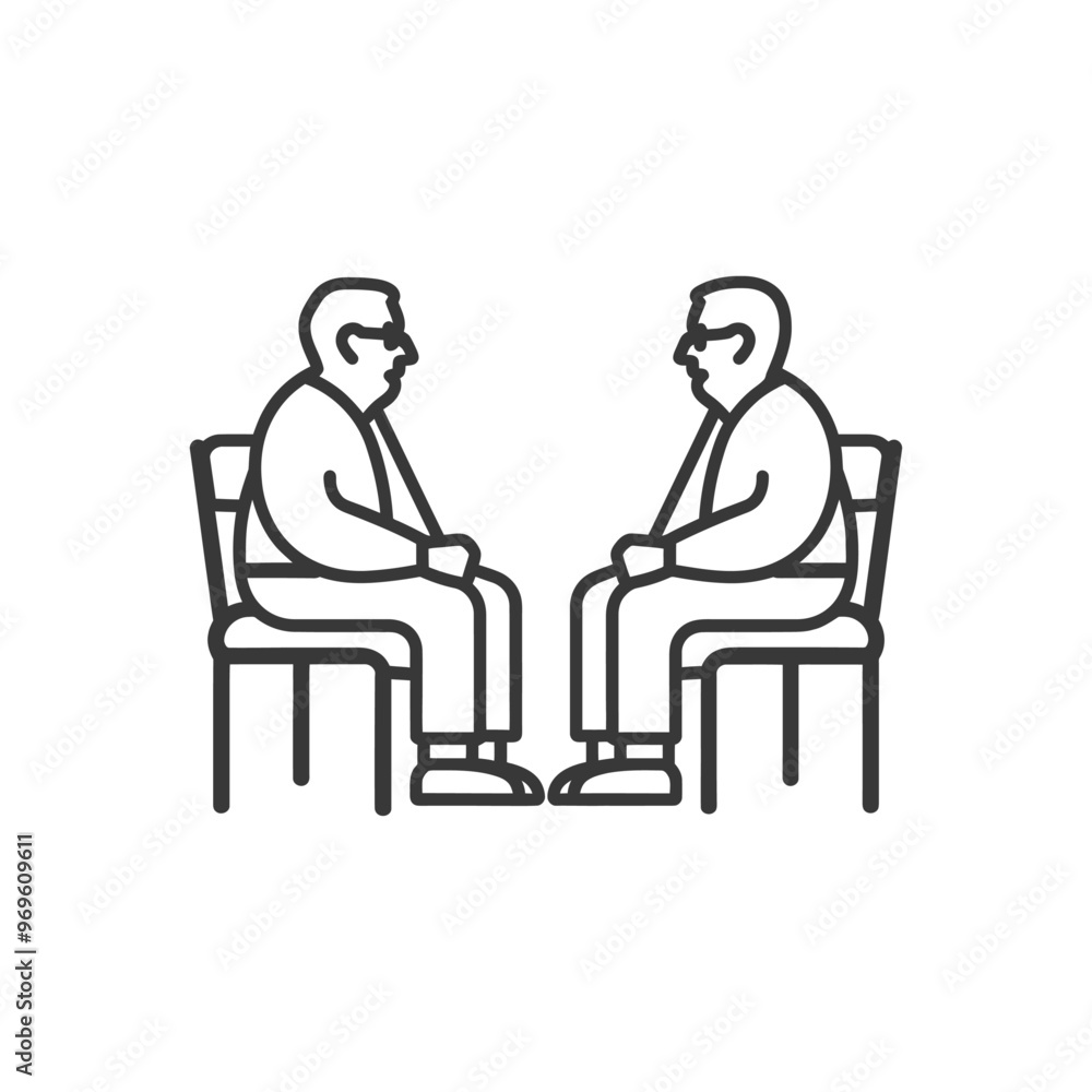 Two Men Sitting on Chairs Facing Each Other