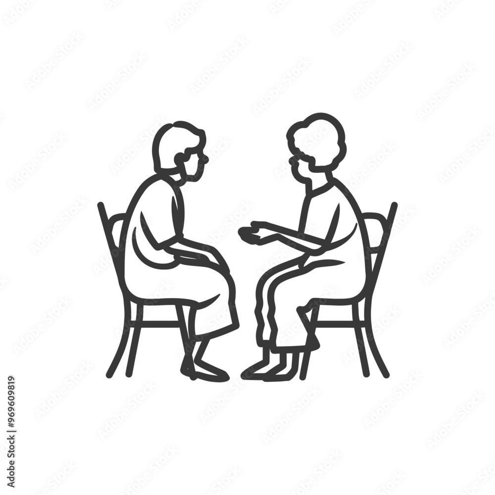 Two People Sitting in Chairs Facing Each Other Two People Sitting in Chairs Facing Each Other