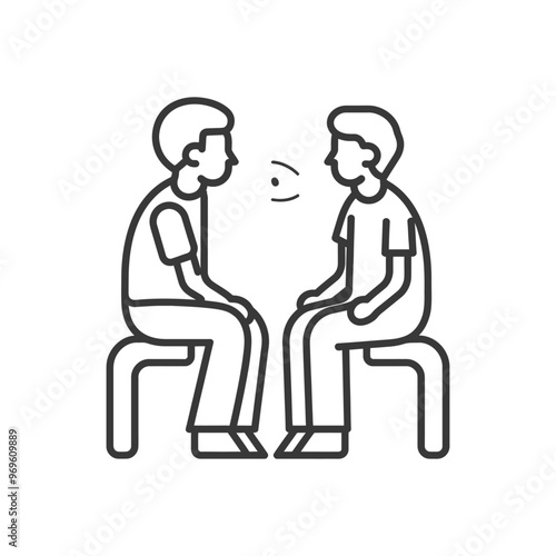 Two People Sitting on Benches Facing Each Other