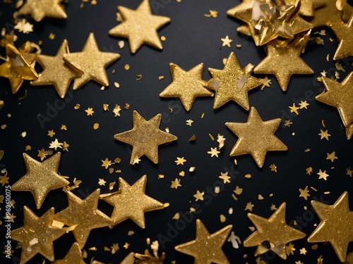 Sparkling gold star confetti.