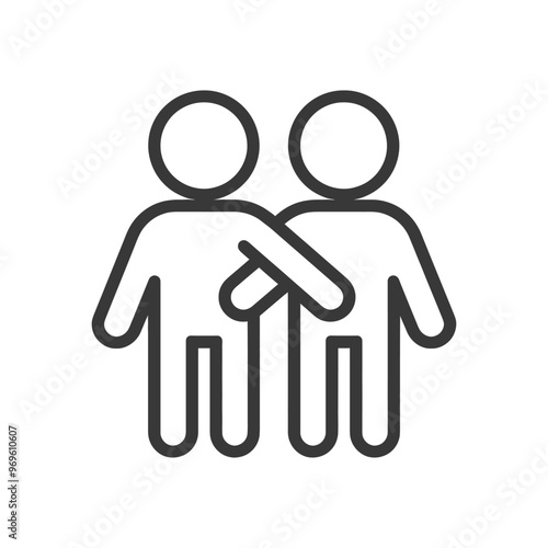 Two stick figures with arms crossed in a gesture of friendship or unity