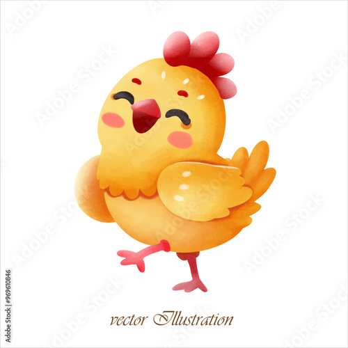 chicken hand draw water color. vector illustration