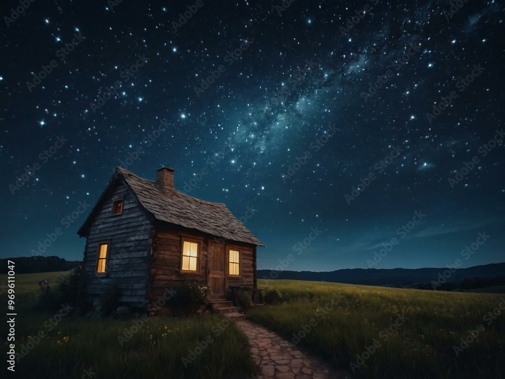 Starry night fairy-tale background. Starry night fairy-tale background.