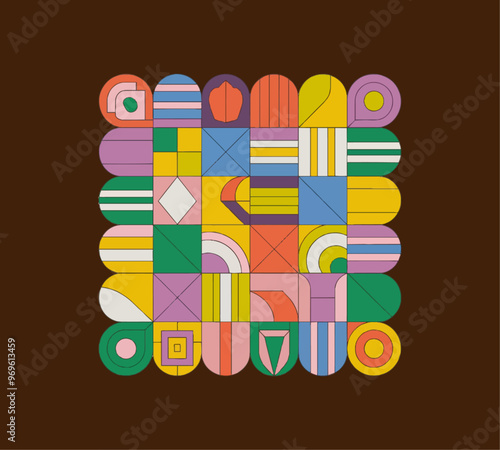 Creative generative AI image with beige pink and green pattern as abstract background