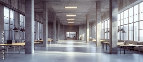 Wallpaper Mural Modern industrial office interior with large windows. Torontodigital.ca