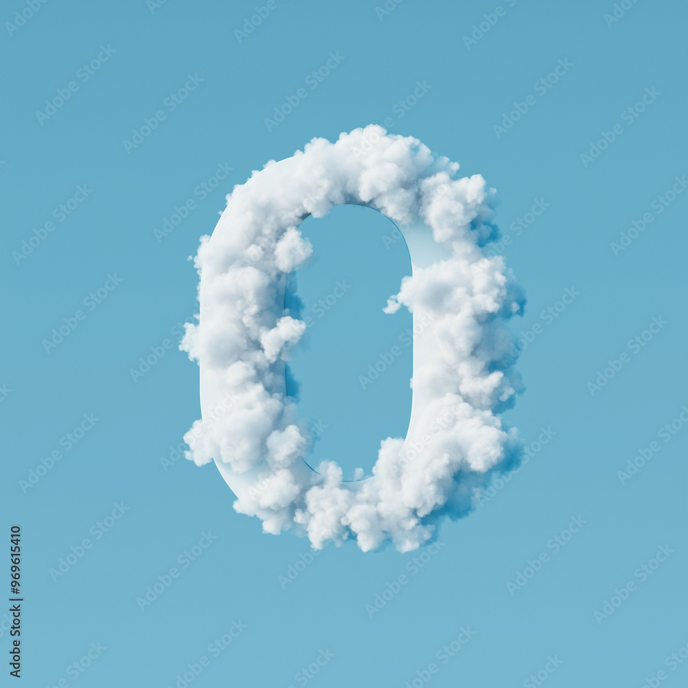 White clouds in the thin strokes in the shape of the number White clouds in the thin strokes in the shape of the number