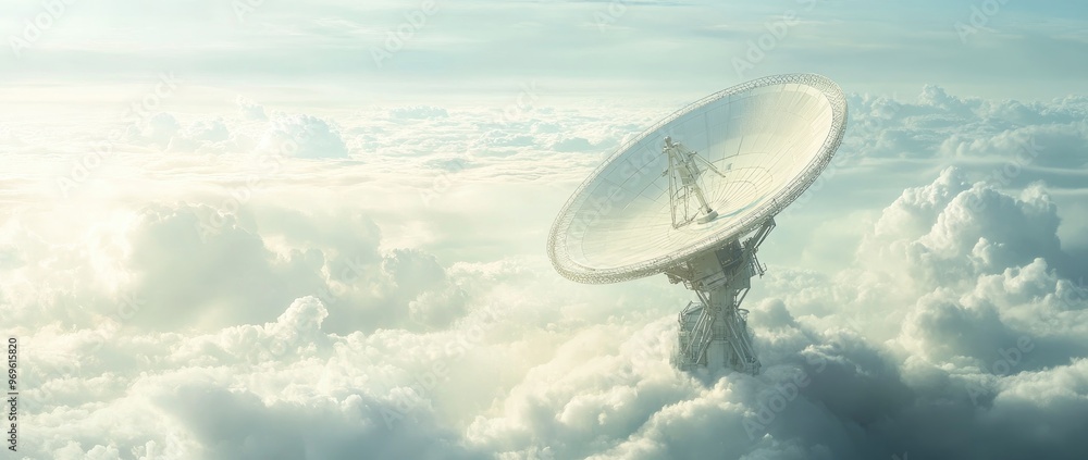 Satellite dish above clouds. Satellite dish above clouds.