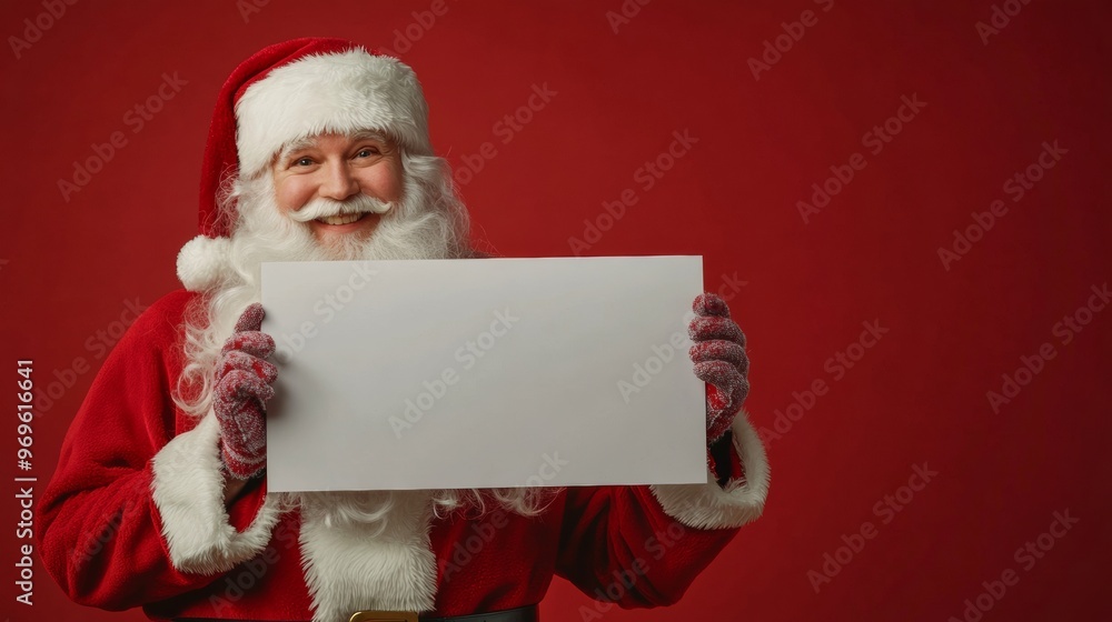 Naklejka premium Santa Claus Holding Blank Sign.