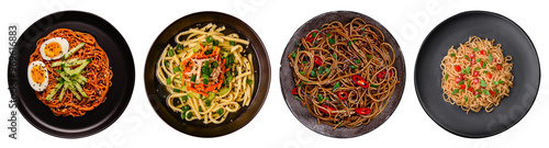 different types of noodle's in transparent background  photo