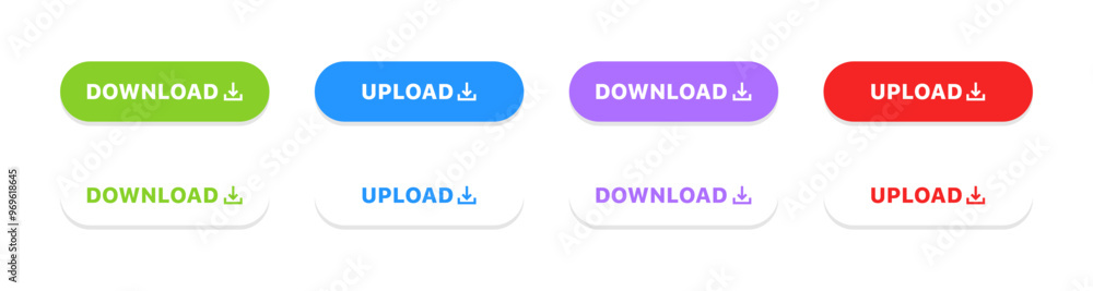 Download set icons. Flat style. Vector icons. Download set icons. Flat style. Vector icons.
