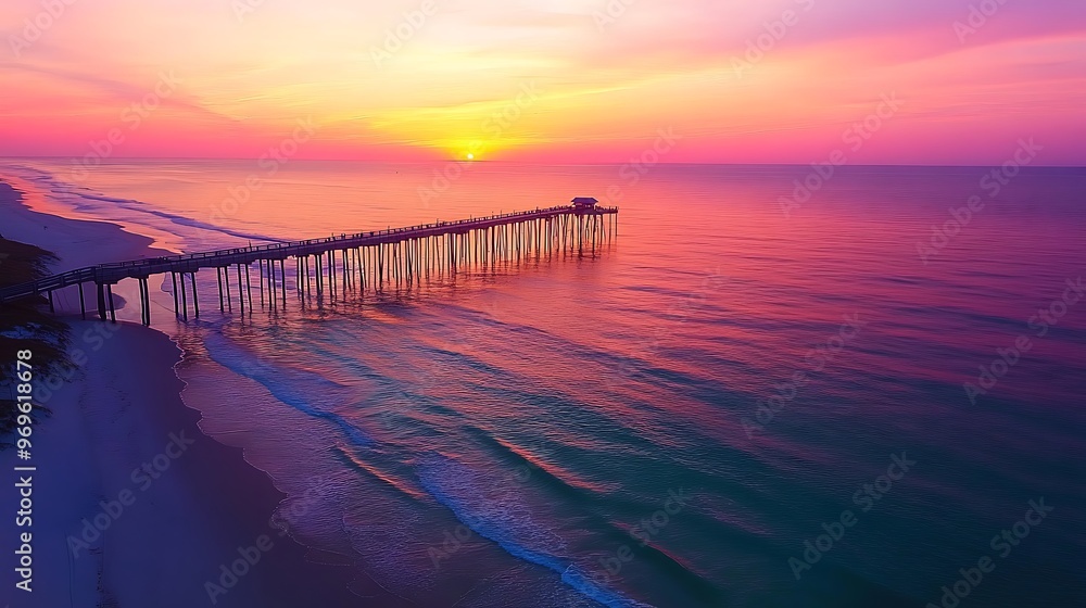 Obraz premium Sunrise Over the Pier on the Coast